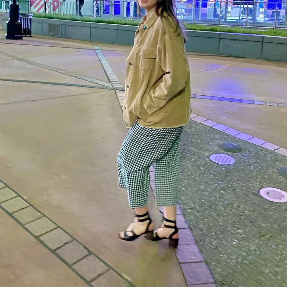 BANANA REPUBLIC Cotton / Linen Gingham Jumpsuit